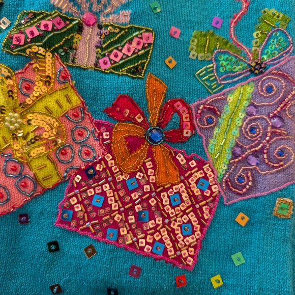 Vintage Jane's Closet Party Gifts Sweater, S, Beaded, Embellished, Festive! - Picture 4 of 8